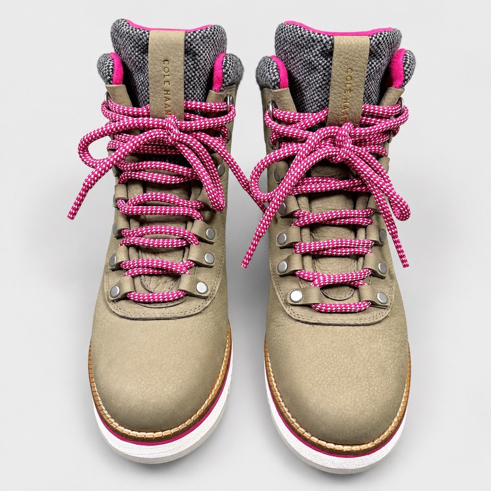 Cole Haan GrandExplore Boots Womens 8B Waterproof Taupe Pink Hiker NWOB - Picture 7 of 13